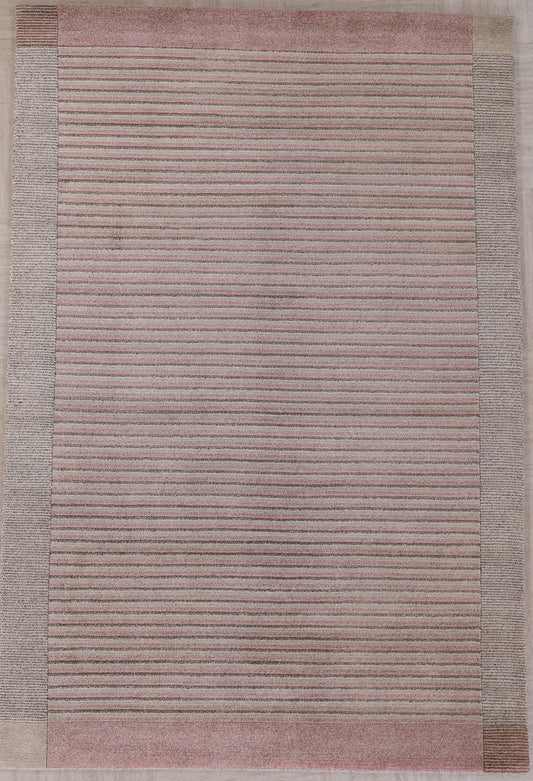 Modern Handmade Wool And Silk Multicolor Nepali Area Rug