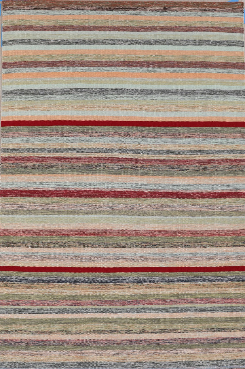 Flat Weave Handmade Modern Multicolor Wool Nepali Kilim
