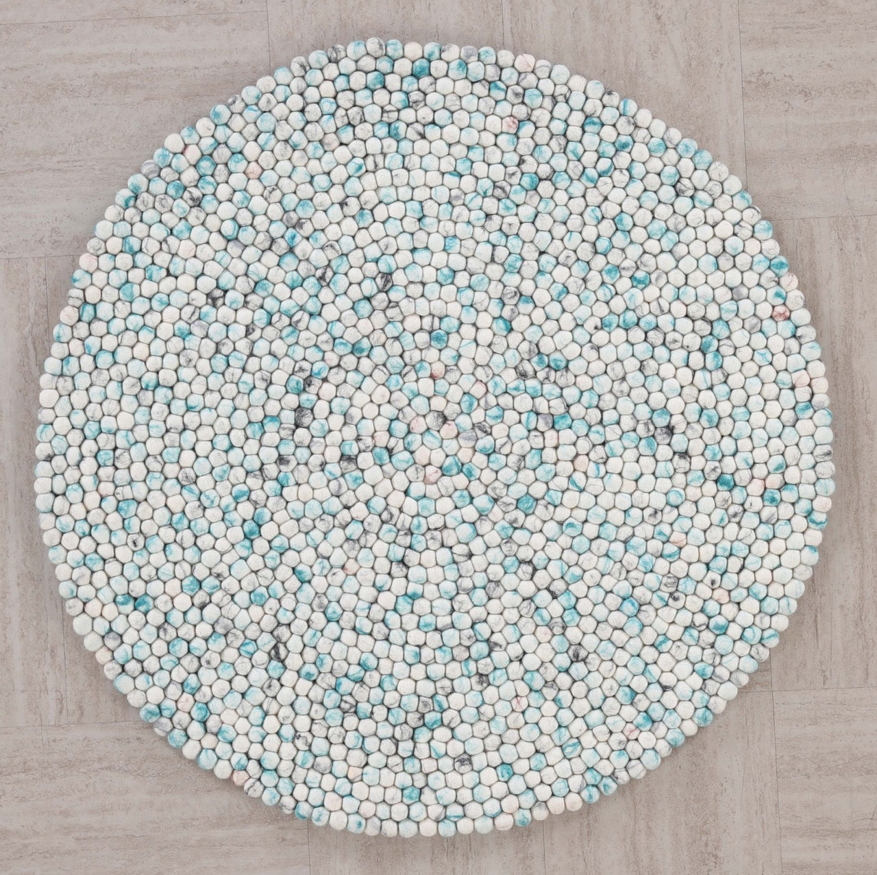 Modern felt Multicolor Blue Wool Rug
