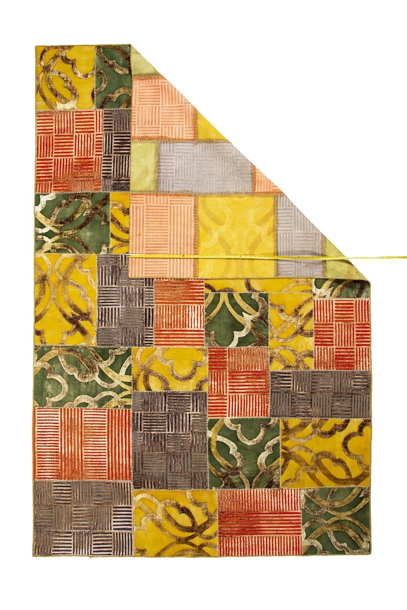 Indian Modern Patchwork Wool And Silk Area Rug