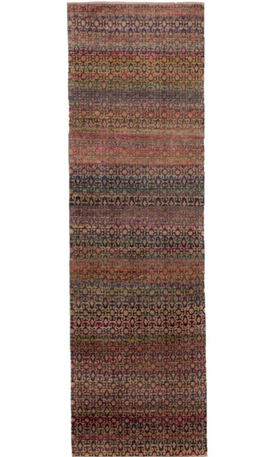 Multicolor Brown Green Ivory Modern Transitional Indian Silk Runner product image #27879099302058
