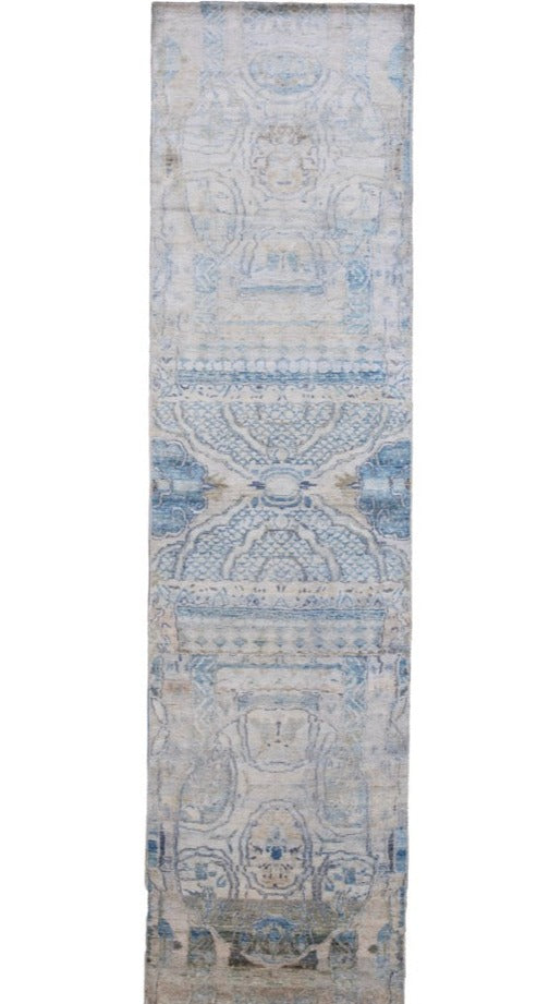 Modern Transitional Indian Hand-Knotted Runner