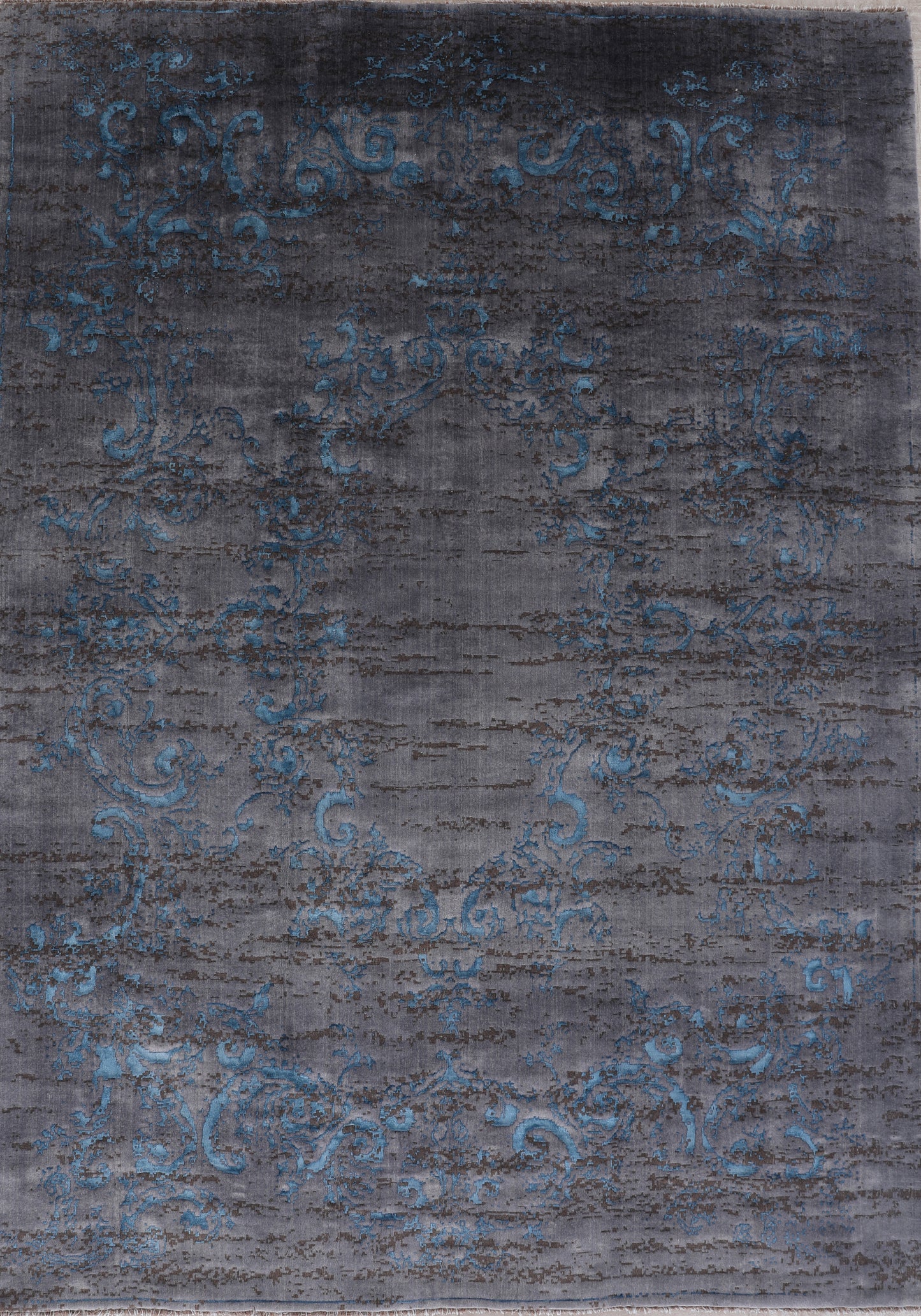 Handmade Persian Kerman Distressed Modern Wool And Silk Carpet