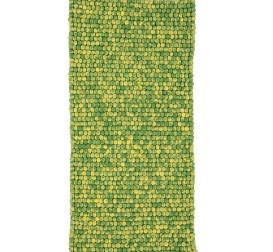 Nepal Handmade Felt Wool Modern Multi Green Runner Rug