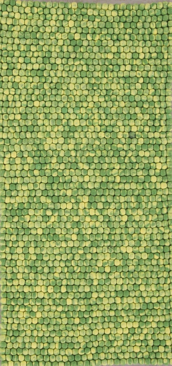 Nepal Handmade Felt Wool Modern Multi Green Runner Rug