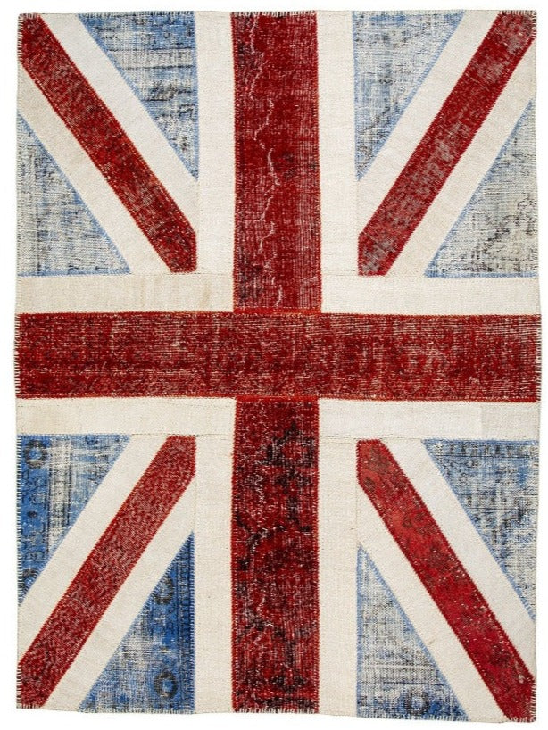 Vintage Union Jack Turkish Wool Area Rug