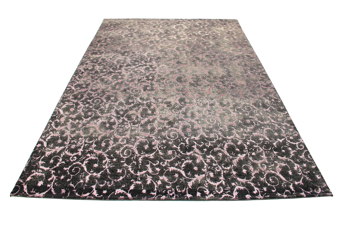 Indian Modern Carpet With Allover Acanthus and Floral Pattern