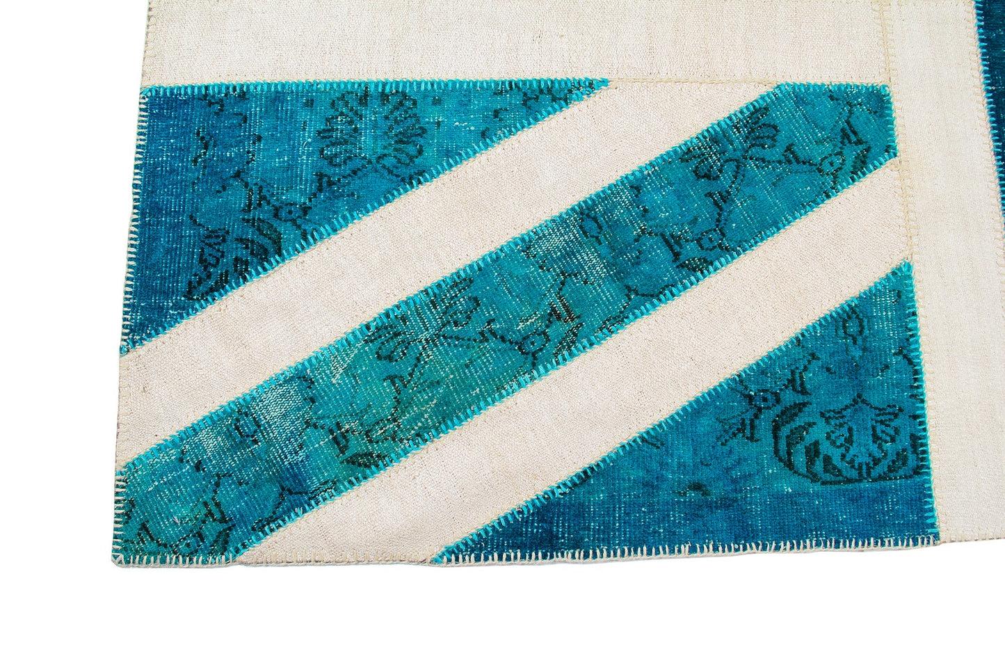 Vintage Turquoise Union Jack Turkish Area Rug