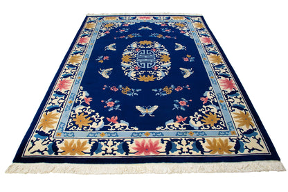 Traditional Wool & Silk China Area Rug With A Floral Design-id5
