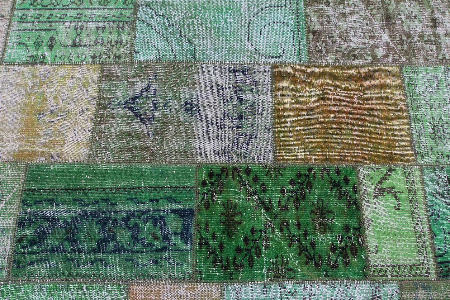 Vintage Multicolor Patchwork Wool Turkish Area Rug