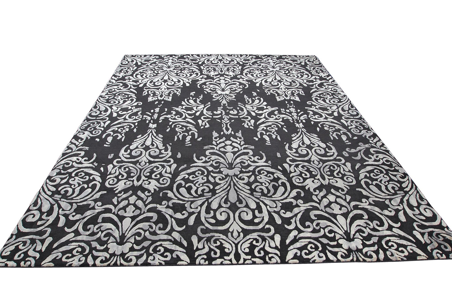 Indian Handmade Modern Wool And Silk Black Area Rug product image #27556243210410