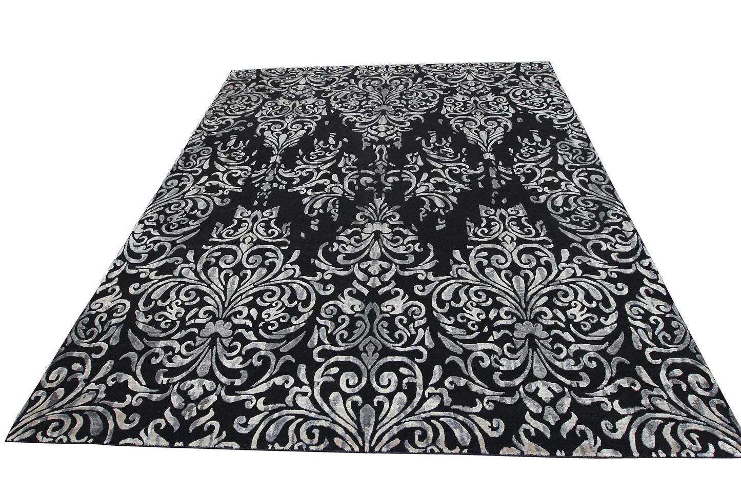 Indian Handmade Modern Wool And Silk Black Area Rug product image #27556243243178