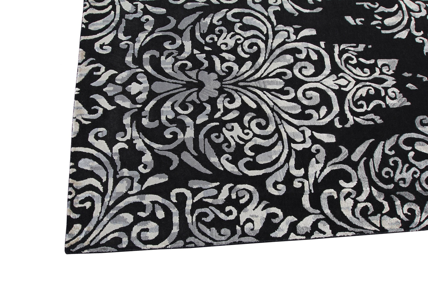 Indian Handmade Modern Wool And Silk Black Area Rug product image #27556243275946
