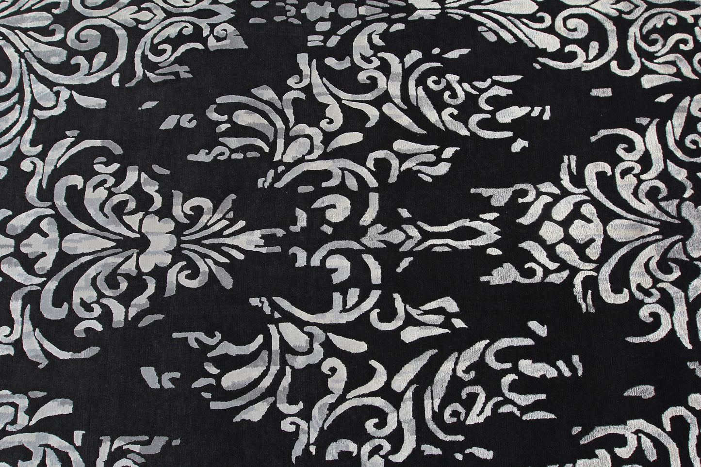 Indian Handmade Modern Wool And Silk Black Area Rug product image #27556243308714