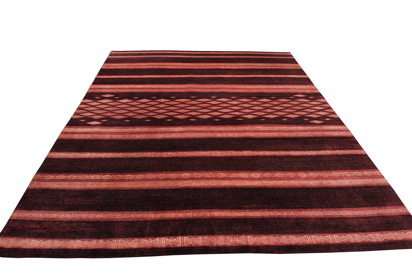Indian Modern Wool And Silk Navajo Rug