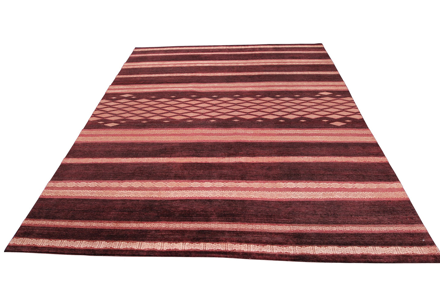 Indian Modern Wool And Silk Navajo Rug
