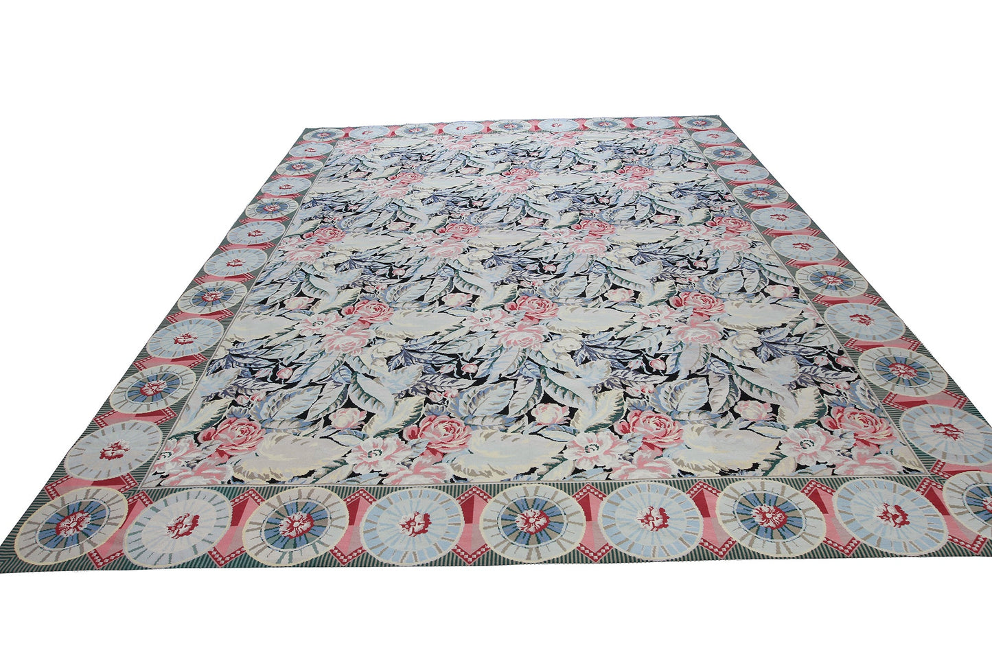 China Floral Needlepoint French Country Handmade Wool Area Rug product image #27556262052010