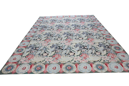 China Floral Needlepoint French Country Handmade Wool Area Rug-id5
