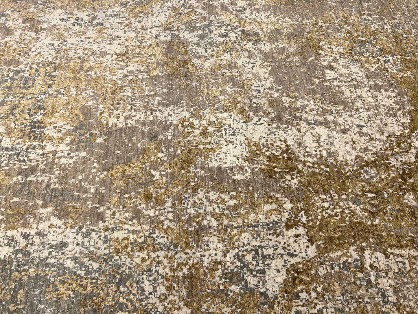 Indian Hand-Knotted Wool Silk Carpet