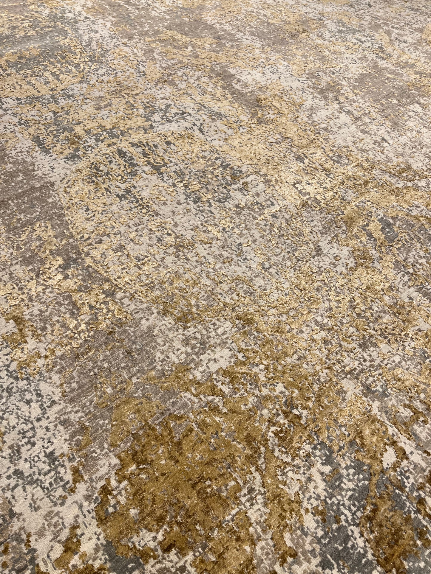 Indian Hand-Knotted Wool Silk Carpet
