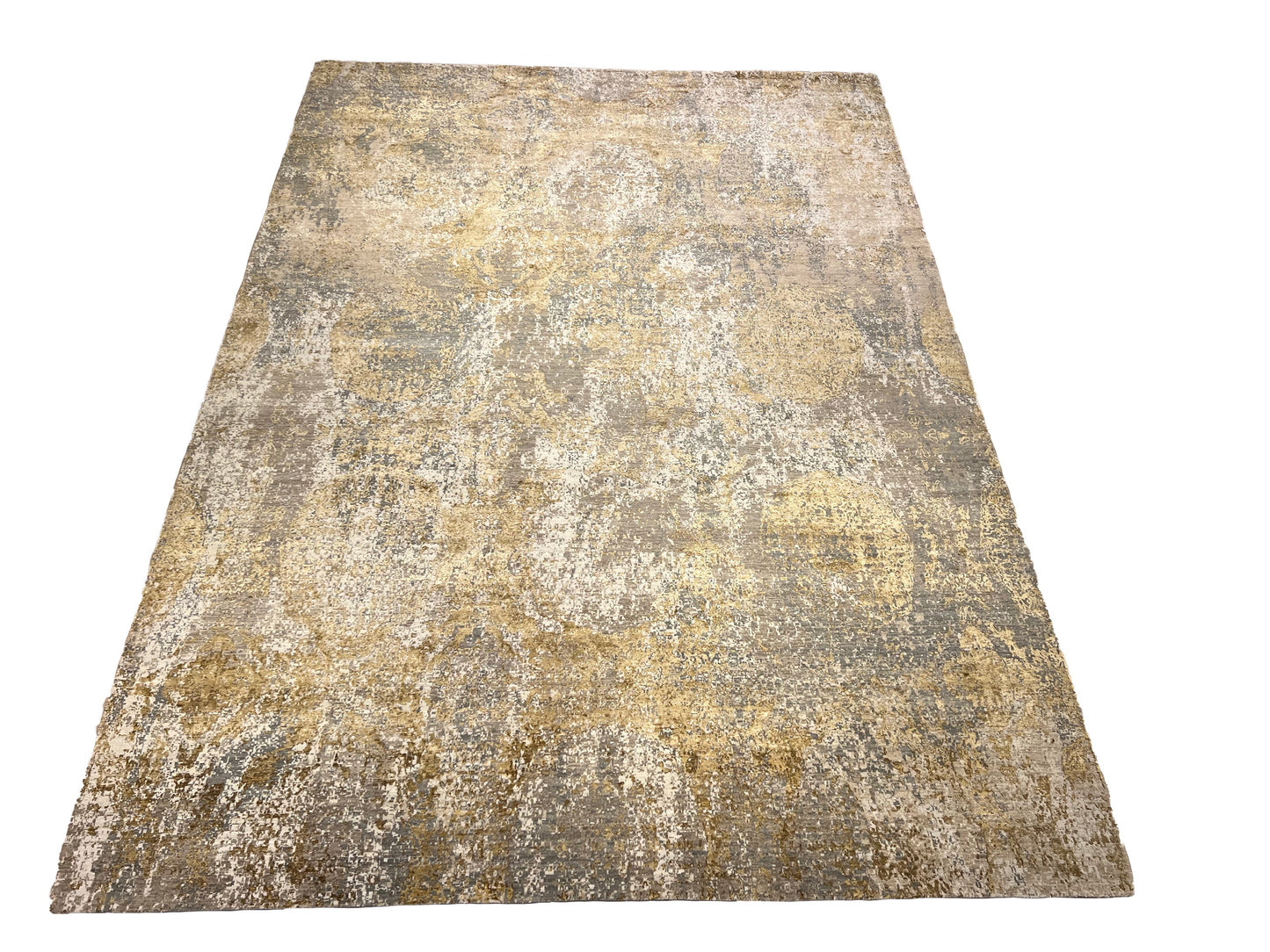 Indian Hand-Knotted Wool Silk Carpet