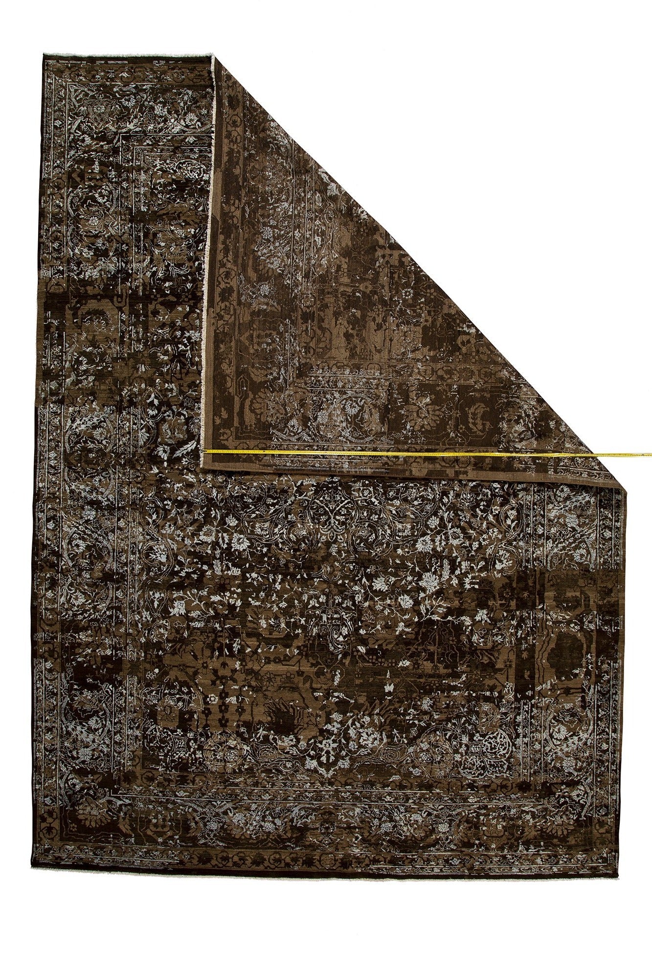 Indian Vintage Fine Handmade Wool And Silk Rug