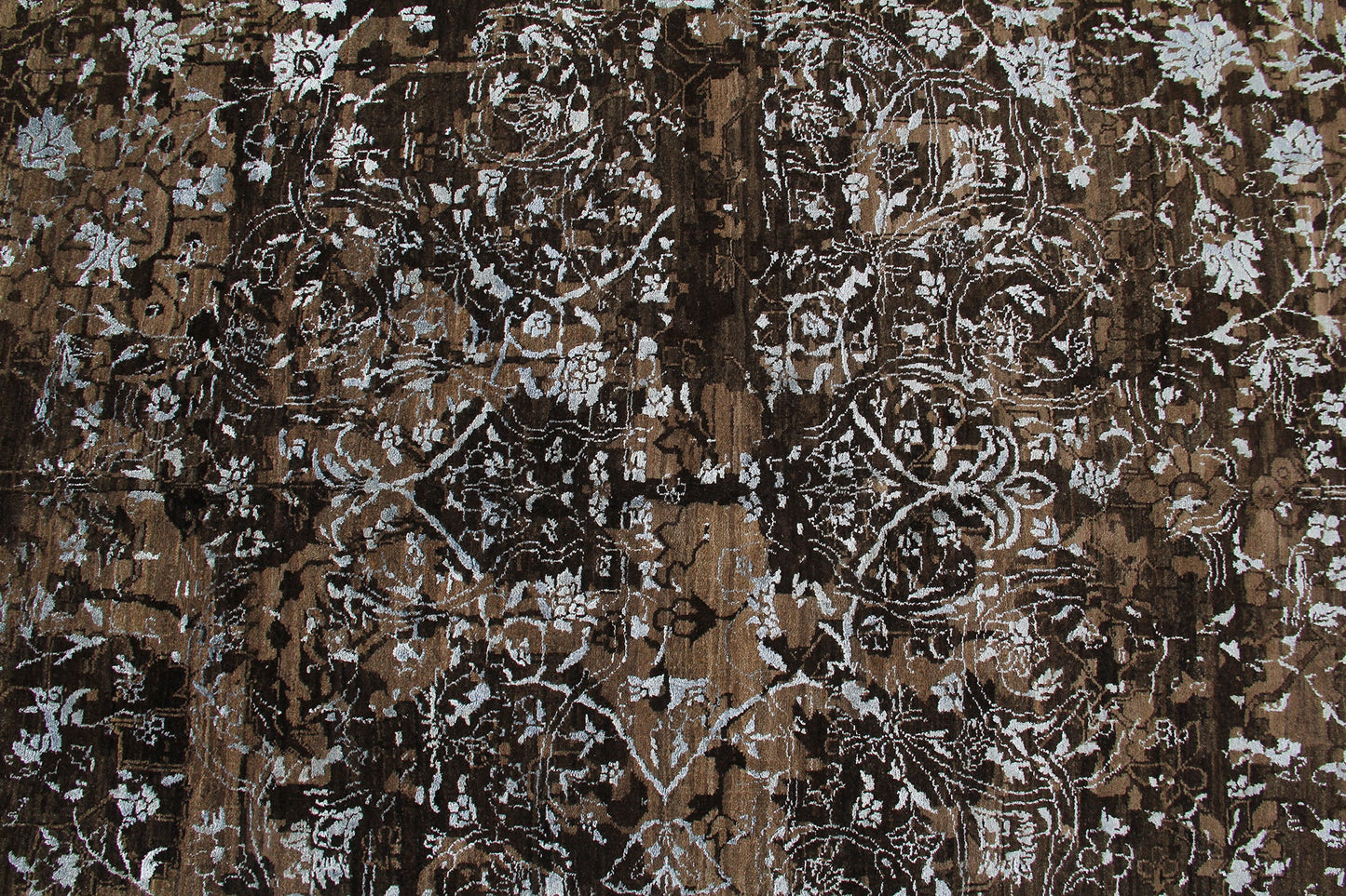 Indian Vintage Fine Handmade Wool And Silk Rug