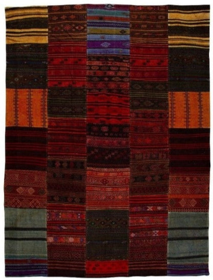 Turkish  Vintage Multicolor  Patchwork Carpet With A Modern Design-id1
