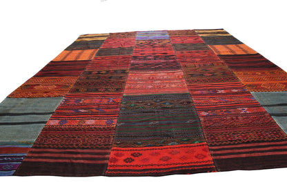 Turkish  Vintage Multicolor  Patchwork Carpet With A Modern Design-id4
