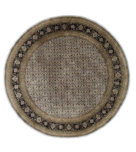 Traditional Indian Wool And Silk Round Rug