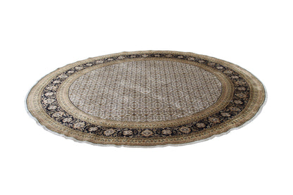 Traditional Indian Wool And Silk Round Rug-id4
