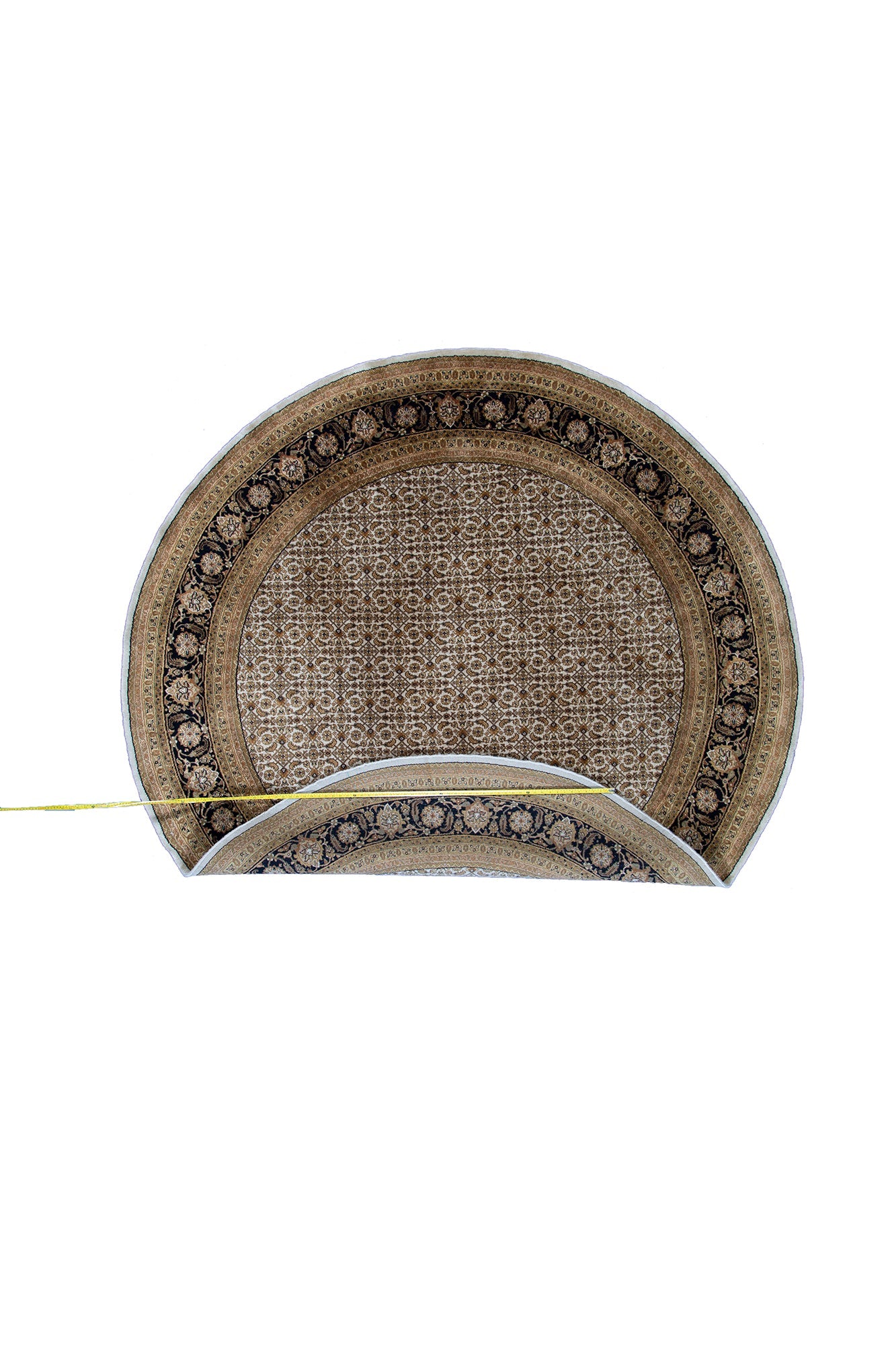 Traditional Indian Wool And Silk Round Rug