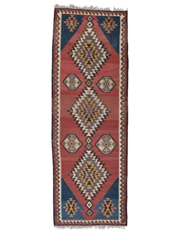 Persian Kilim Runner Rug With Geometric Traditional Design