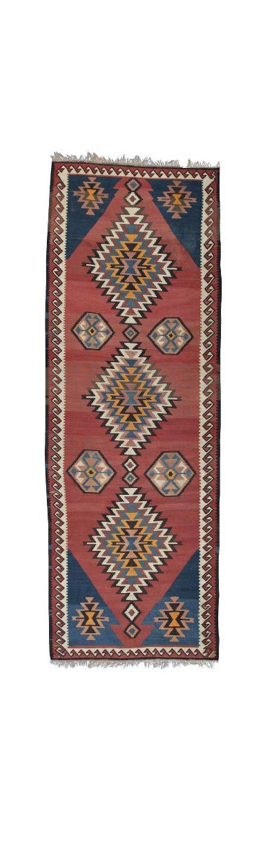 Persian Kilim Runner Rug With Geometric Traditional Design