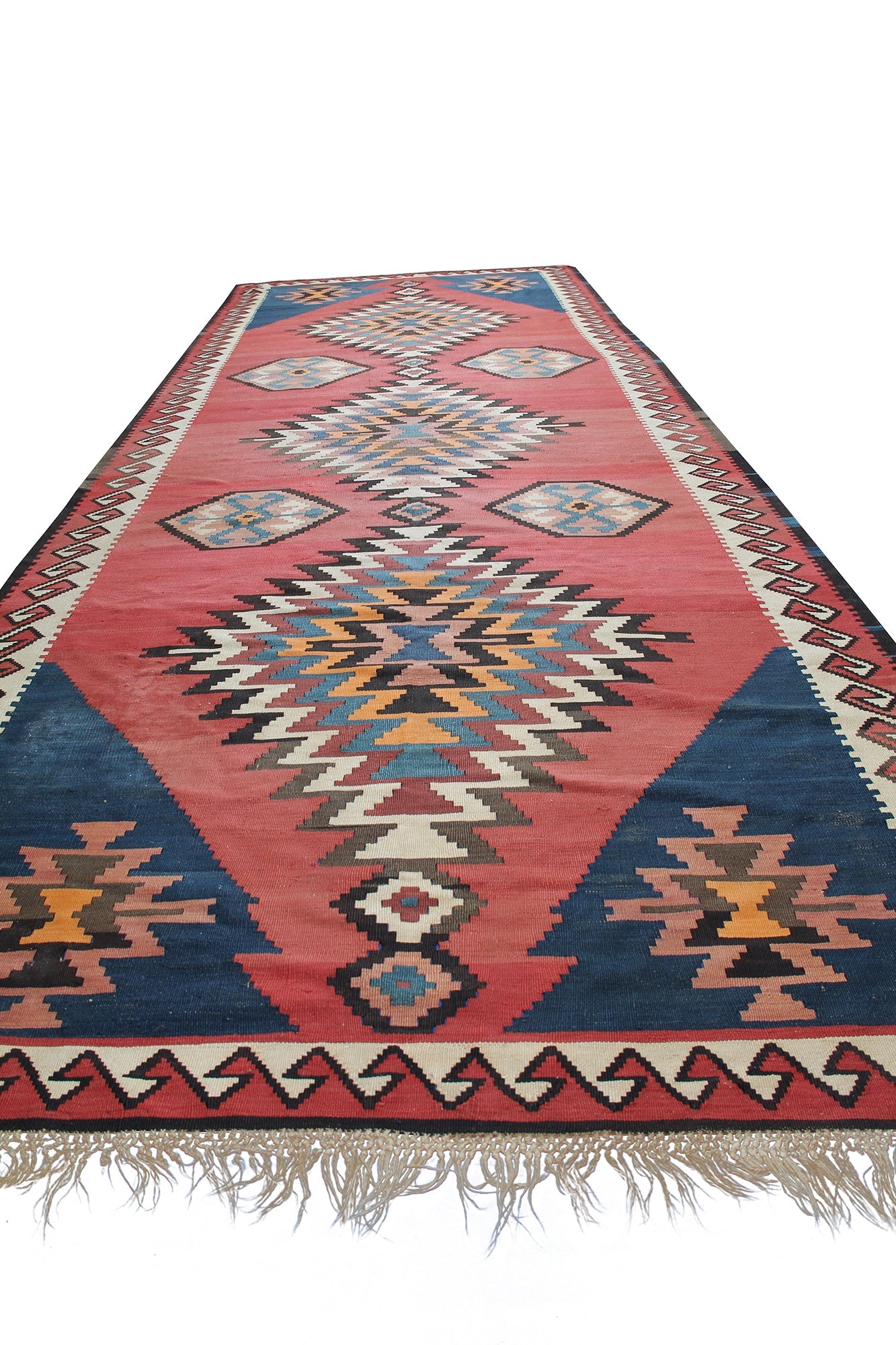 Persian Kilim Runner Rug With Geometric Traditional Design