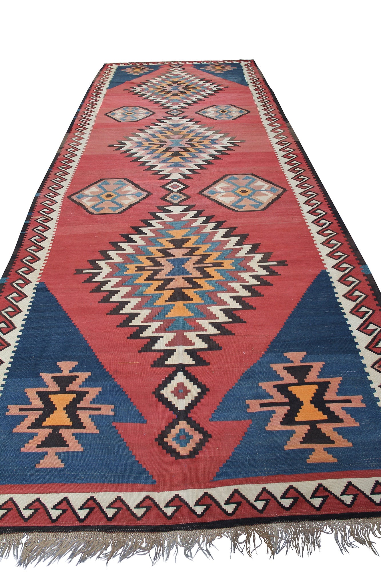 Persian Kilim Runner Rug With Geometric Traditional Design