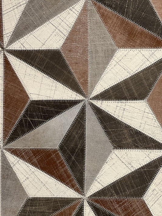 Modern Leather Patchwork Indian Area Rug
