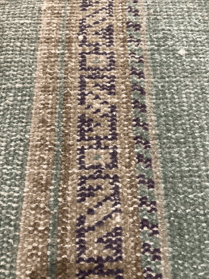 Fine Handmade Turkish Natural Wool  Green Beige Carpet Vintage Look-id2
