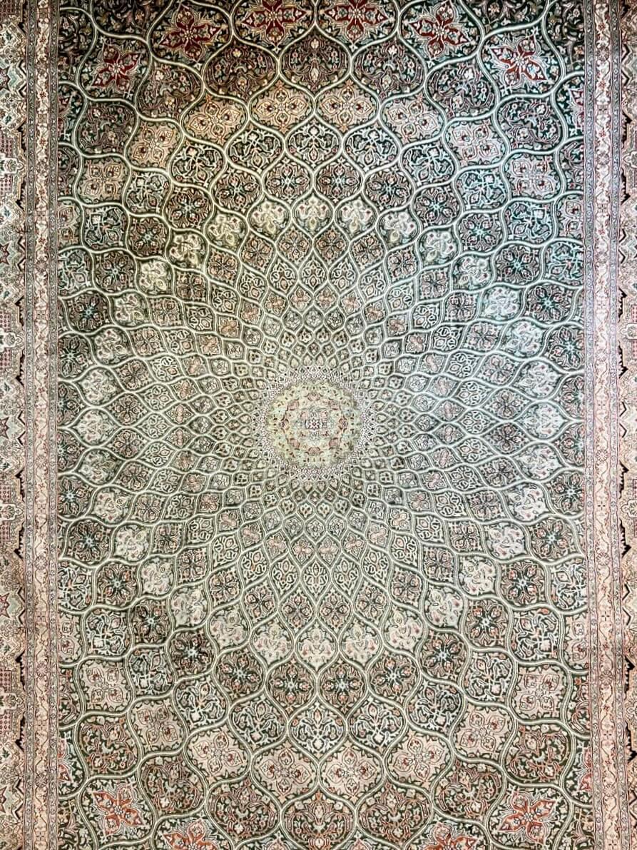 Kashmir Pure Silk Medallion Gonbad Rug