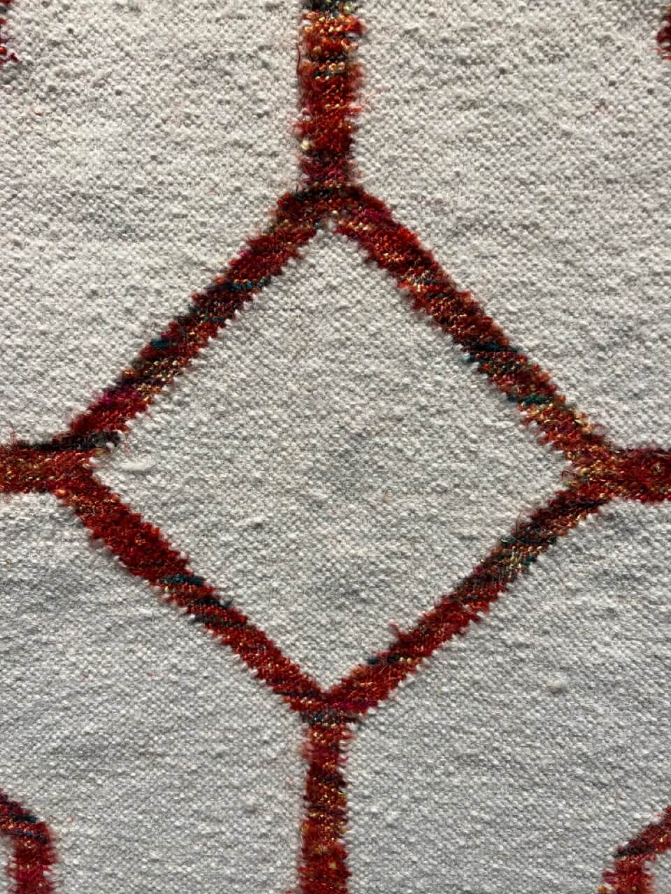 Killim Fine Modern Indian Wool Ivory Red Carpet
