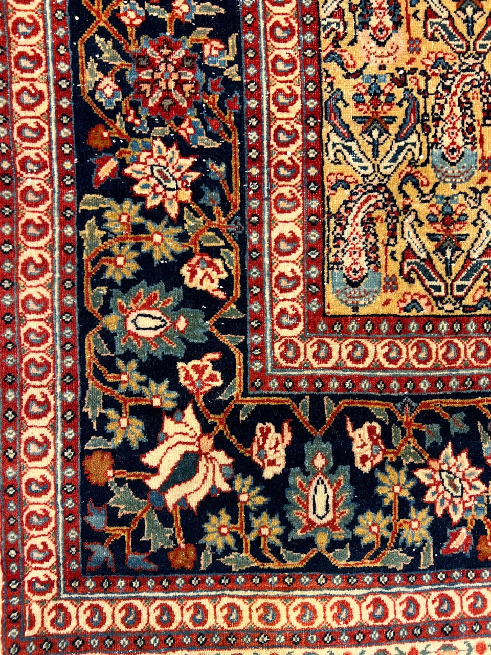 Fine Handmade Real Persian Farahan Antique Boteh Paisley Area Rug