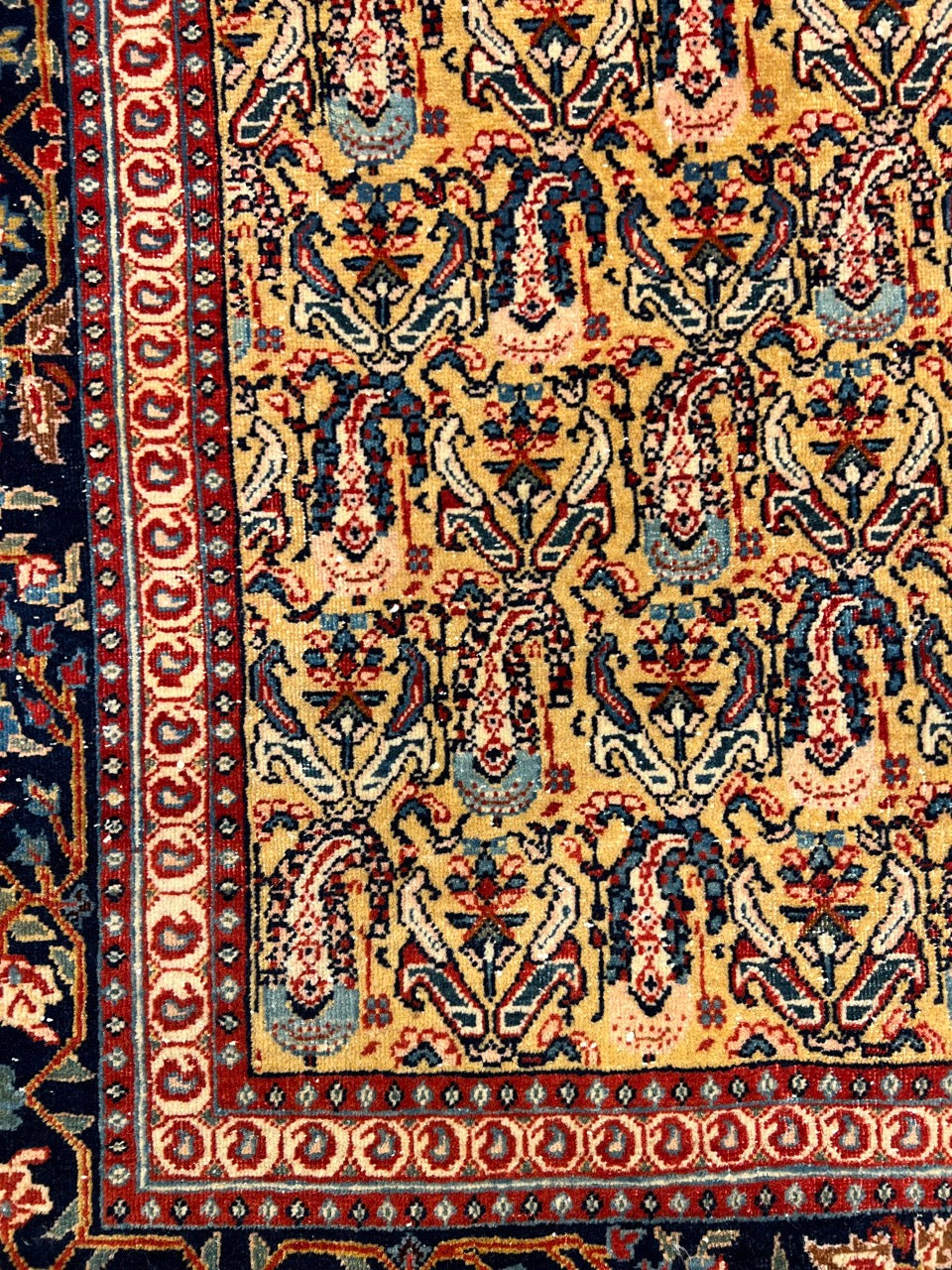 Fine Handmade Real Persian Farahan Antique Boteh Paisley Area Rug