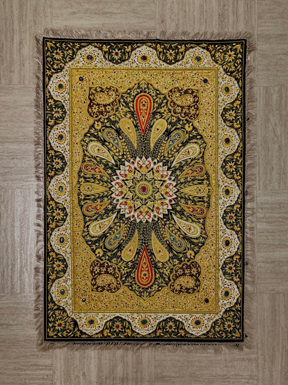 690 - Gold Multi Stone Indian Tapestry