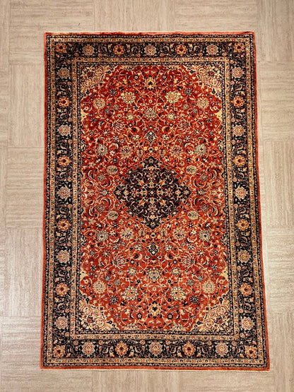 Traditional Medallion Kasmir Silk Rug Semi-Antique Carpet-id7
