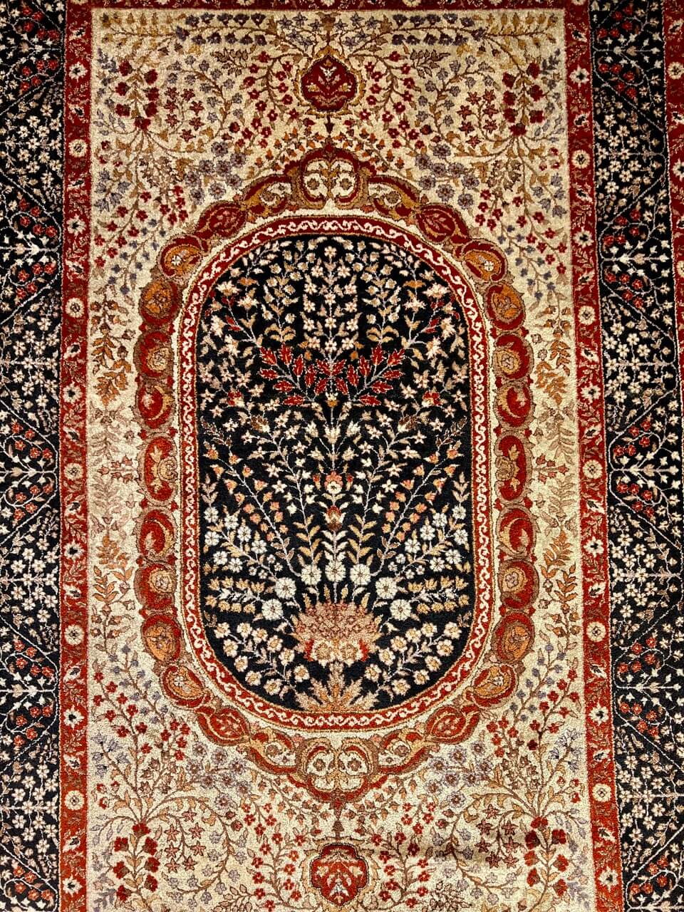 Semi Antique Silk Kashmir Rug French Design