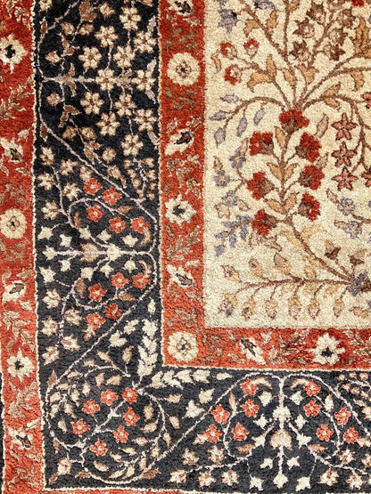 Semi Antique Silk Kashmir Rug French Design-id6
