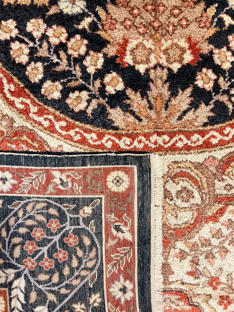 Semi Antique Silk Kashmir Rug French Design