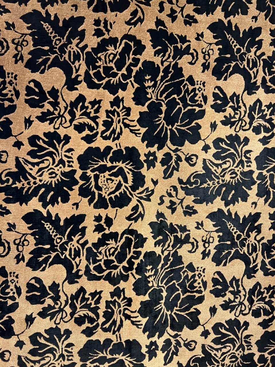 747 - Indian Modern Wool And Silk Hand-Knotted Brown Black Area Rug