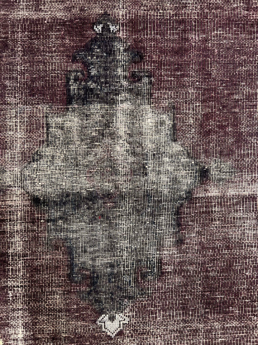 786 - Handmade Square Rug Vintage Black And Burgundy Pakistan Wool Carpet