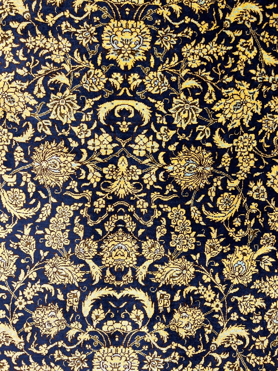 Gold Blue Hand-Woven Traditional Persian Silk Qom Rug product image #27562531258538